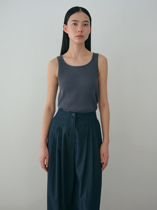 [moia] ribbed knit top (blue stone)