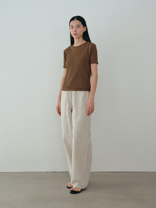 [moia] ribbed knit top (sand brown)