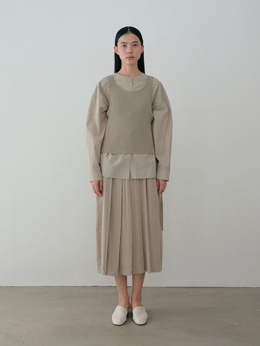 [moia] ribbed knit top (pale khaki)