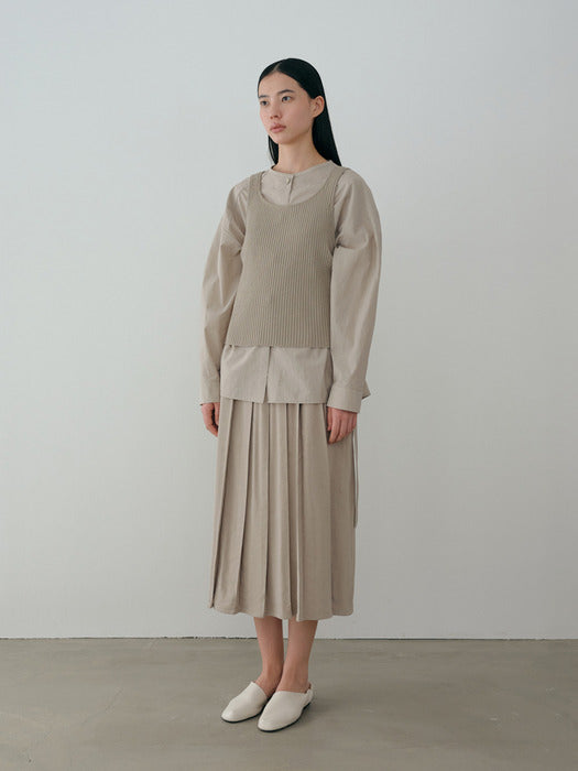 [moia] ribbed knit top (pale khaki)