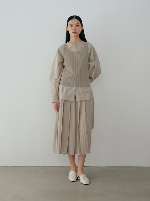 [moia] ribbed knit top (pale khaki)