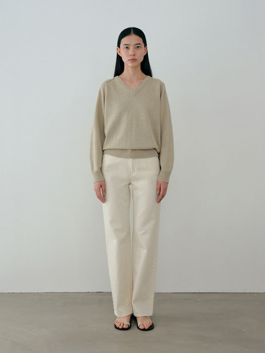 [moia] paper v-neck knit (lime)