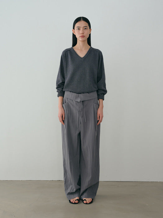 [moia] paper v-neck knit (blue stone)