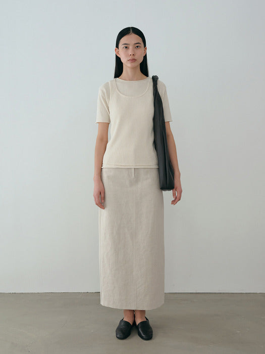 [moia] linen blend skirt (natural)