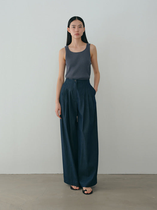 [moia] wide tuck trouser (indigo)