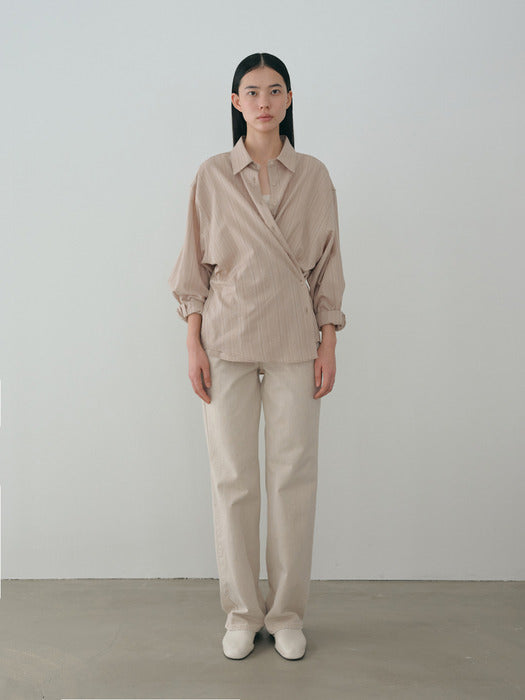 [moia] stripe shirt (natural stripe)