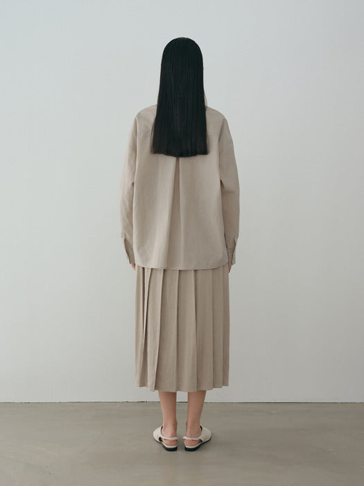 [moia] round belted shirt (pale khaki)