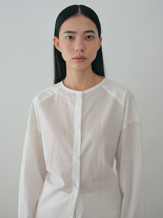 [moia] round belted shirt (white)