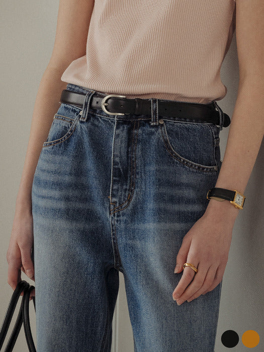 Tillidie Italian leather classic plain belt