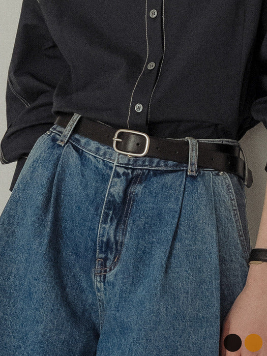 Tillidie Italian leather modern square buckle belt