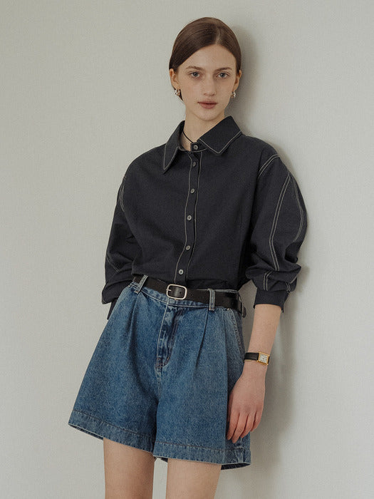 Tillidie Italian leather modern square buckle belt