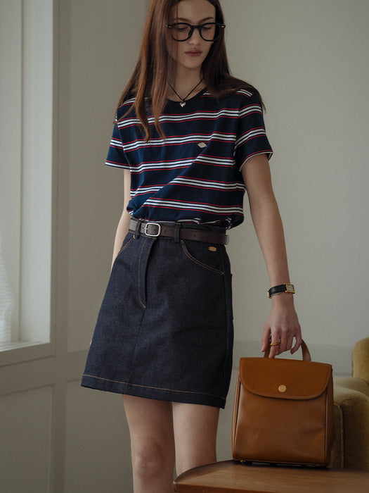 [TILLIDIE] Non washed denim skirt_Blue