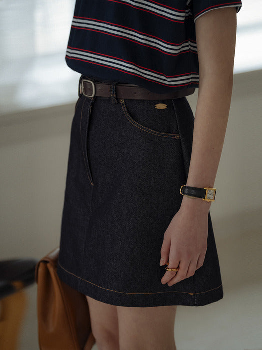 [TILLIDIE] Non washed denim skirt_Blue