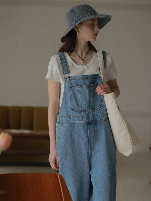 [TILLIDIE] Heart detail denim overall_Blue