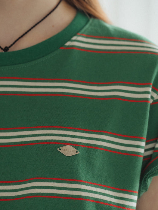 Tillidie Multi stripe cotton t-shirt Green