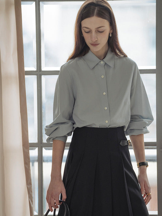 [TILLIDIE] Linen regular fit shirt_Sky blue