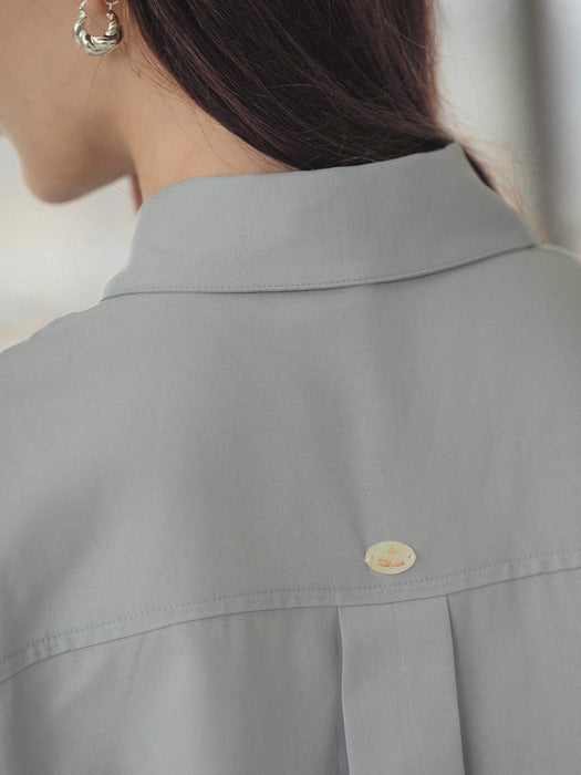 [TILLIDIE] Linen regular fit shirt_Sky blue