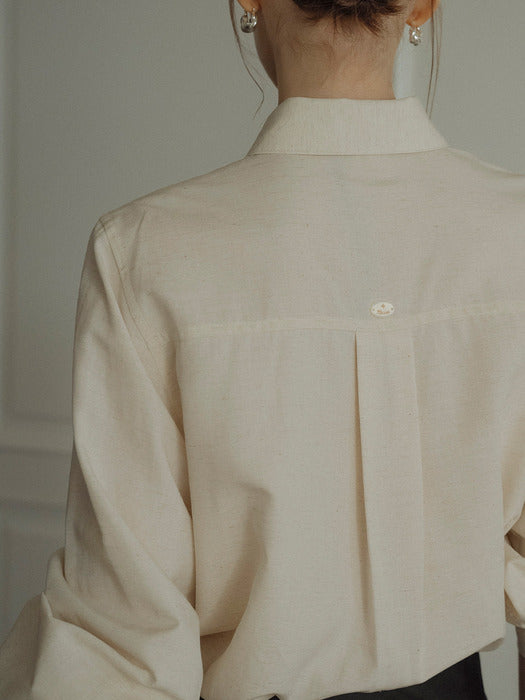 [TILLIDIE] Linen regular fit shirt_Light Beige