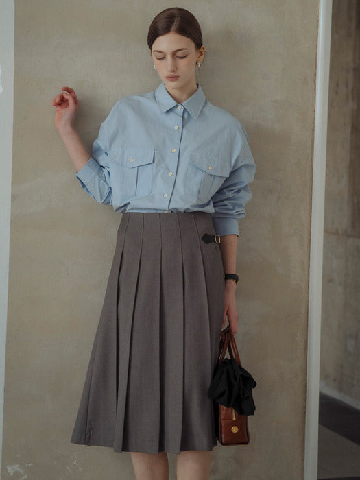 [TILLIDIE] Weston pocket bio cotton shirt_Sky blue