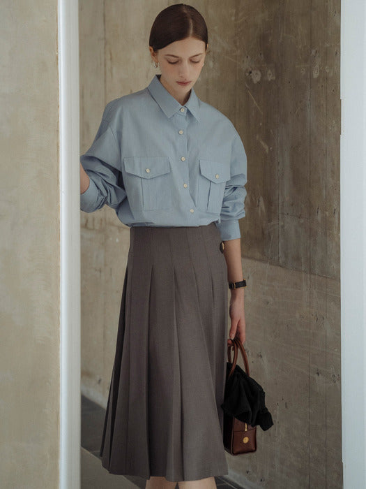 [TILLIDIE] Weston pocket bio cotton shirt_Sky blue