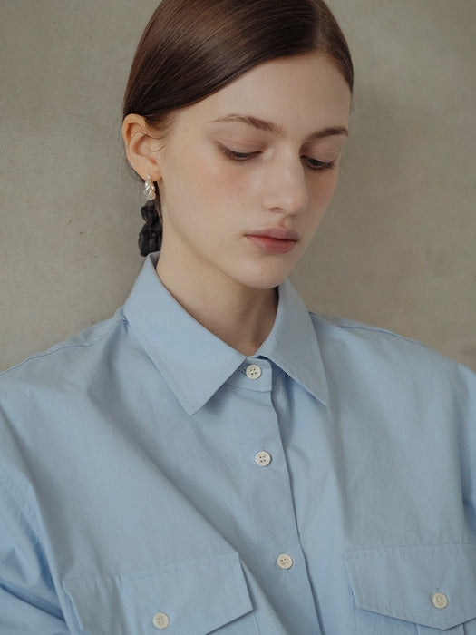 [TILLIDIE] Weston pocket bio cotton shirt_Sky blue