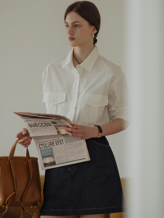 [TILLIDIE] Weston pocket bio cotton shirt_Ivory