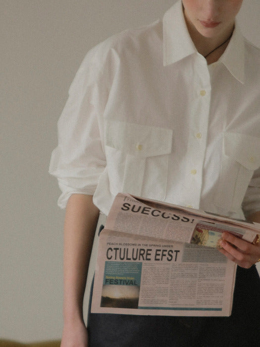 [TILLIDIE] Weston pocket bio cotton shirt_Ivory