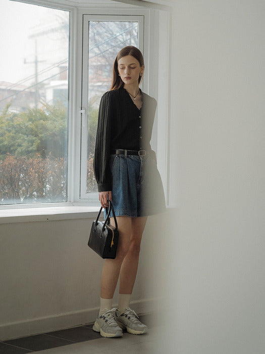 [TILLIDIE] Race texured frill blouse_Black