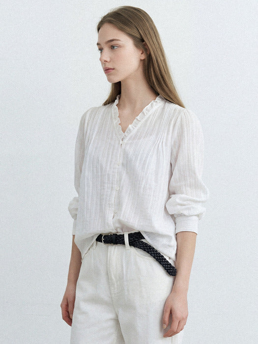 Tillidie Race texured frill blouse Ivory