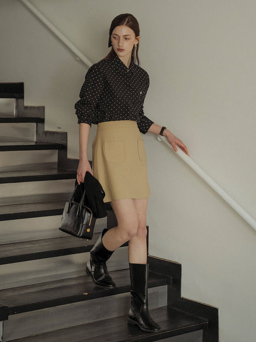 [TILLIDIE] Pin dot heart detail shirt_Black