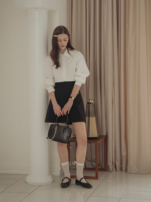 [TILLIDIE] Double stitch volume sleeve bio shirt_Ivory