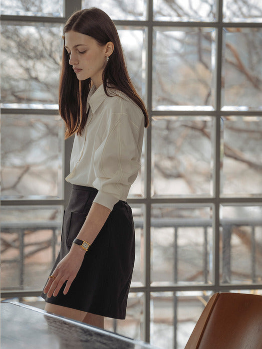 [TILLIDIE] Double stitch volume sleeve bio shirt_Ivory