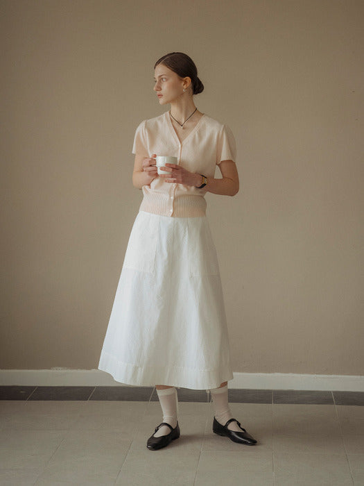 [TILLIDIE] Soft wool half sleeve cardigan_Light pink