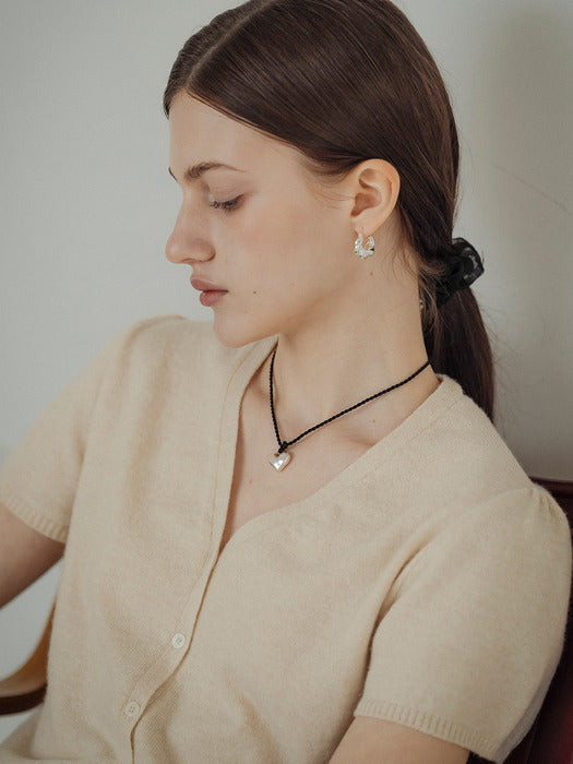 [TILLIDIE] Soft wool half sleeve cardigan_Light beige