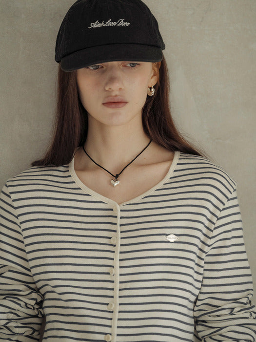 [TILLIDIE] Stripe coloring point cardigan_Blue