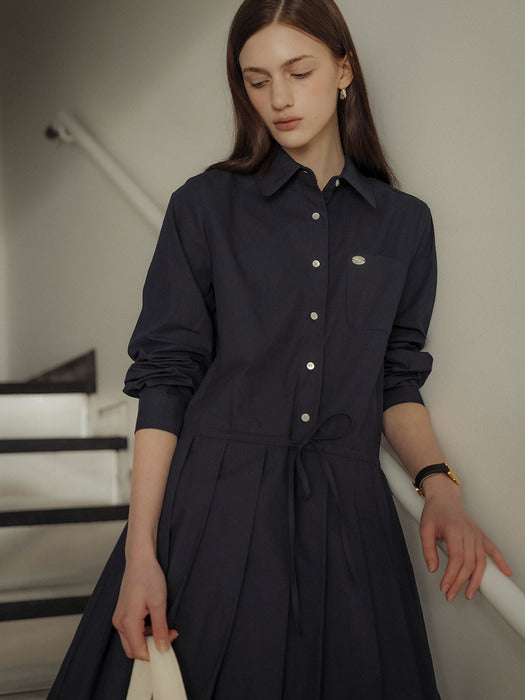 [TILLIDIE] Pleats point collar OPS_Navy