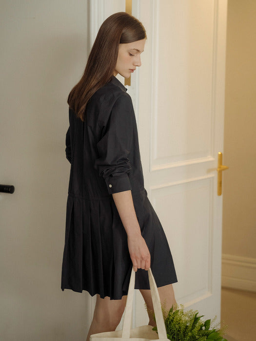 [TILLIDIE] Pleats point collar OPS_Navy