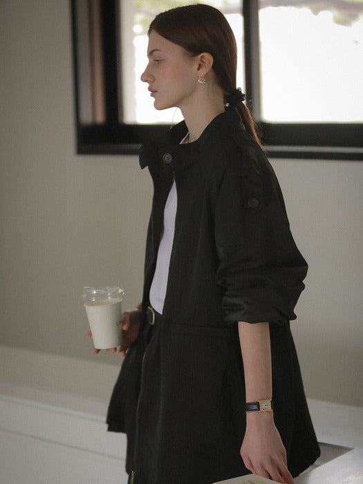 [TILLIDIE] Shoulder bizo detail string jumper_Black