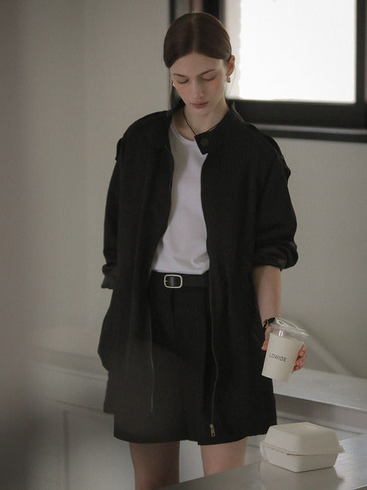 [TILLIDIE] Shoulder bizo detail string jumper_Black