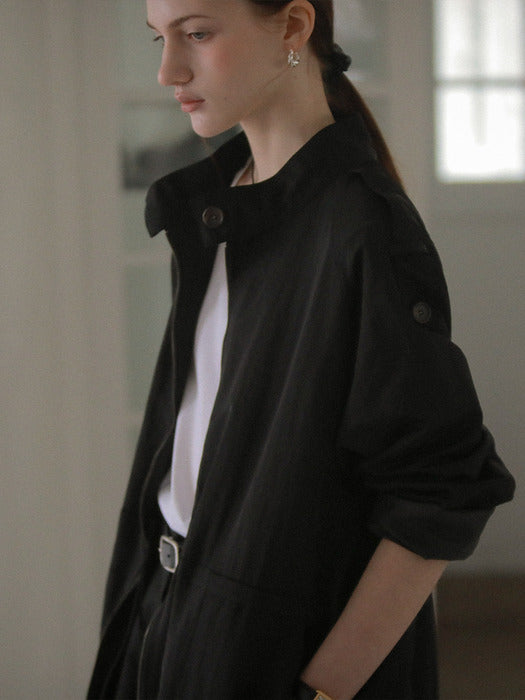 [TILLIDIE] Shoulder bizo detail string jumper_Black