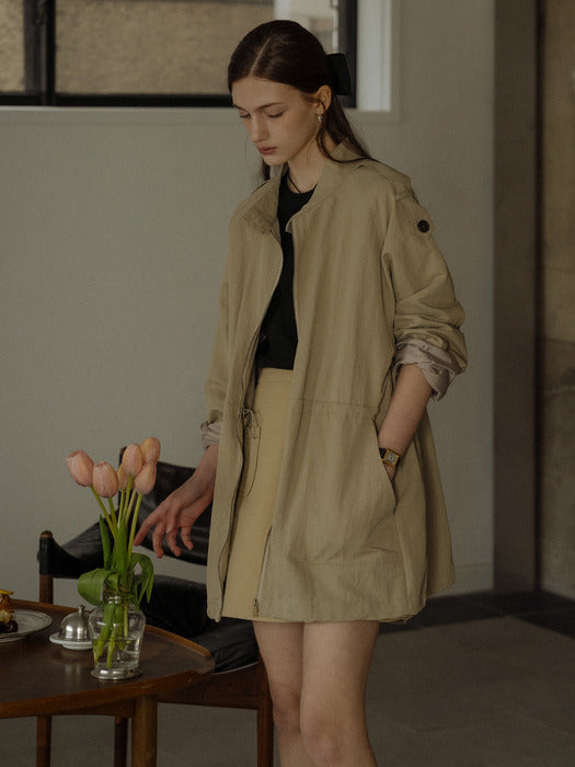 [TILLIDIE] Shoulder bizo detail string jumper_Beige