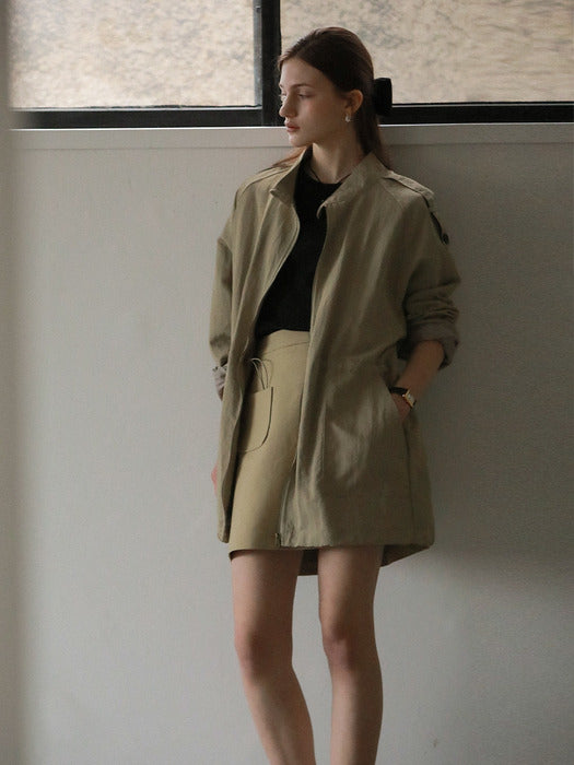 [TILLIDIE] Shoulder bizo detail string jumper_Beige