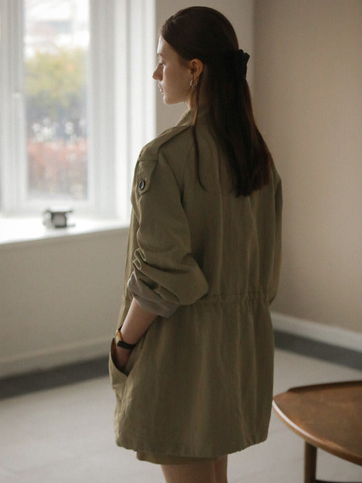 [TILLIDIE] Shoulder bizo detail string jumper_Beige