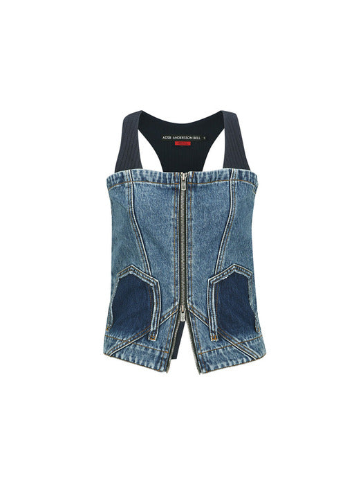 COVE DECONSTRUCTED DENIM BUSTIER atb1101w(BLUE)