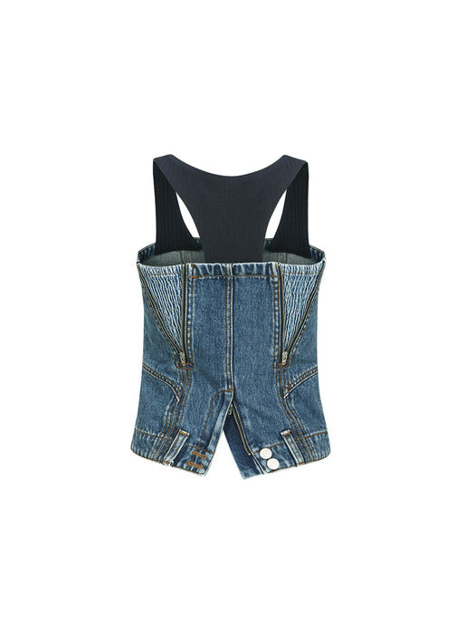 COVE DECONSTRUCTED DENIM BUSTIER atb1101w(BLUE)