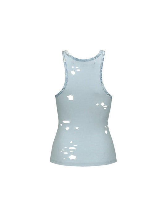 [andersson bell] TATY LASER CUT-OUT SLEEVELESS TOP atb1115w(L.BLUE)