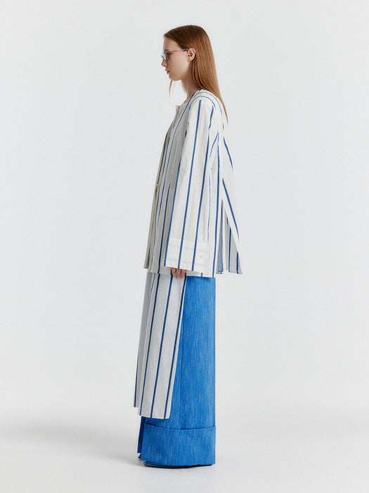 Eenk Yasmin Round-neck Long Jacket - White