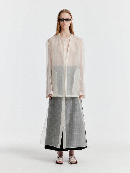 Eenk Yasmin Round-neck Long Jacket - Ivory