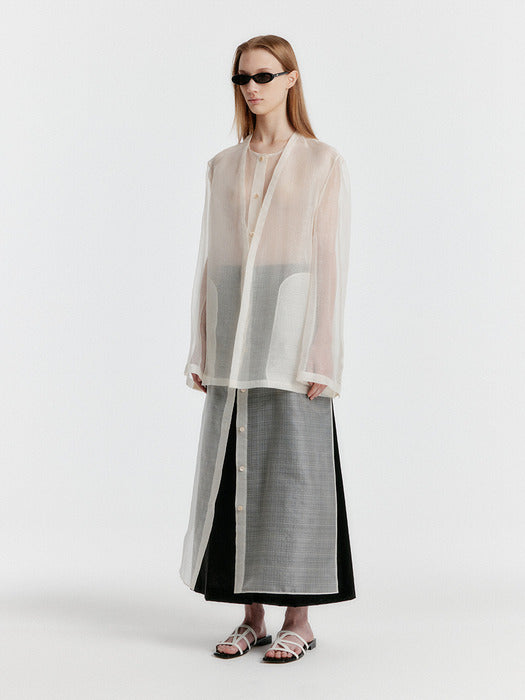 Eenk Yasmin Round-neck Long Jacket - Ivory