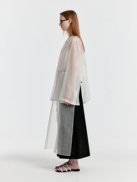 Eenk Yasmin Round-neck Long Jacket - Ivory